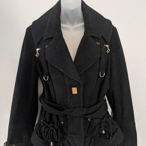 Baby Phat Elegant Black Pea Coat with Gold Details